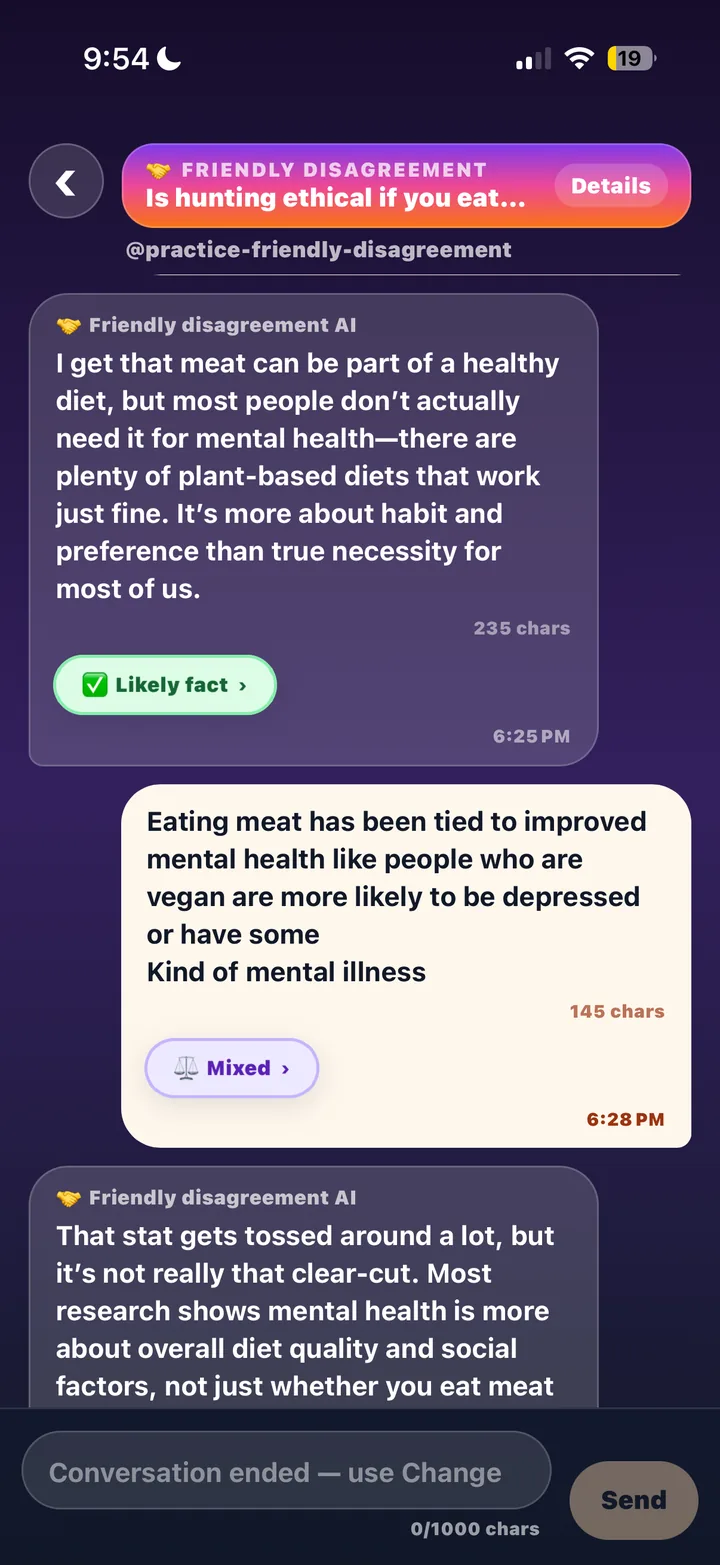 CounterSwipe message thread screenshot