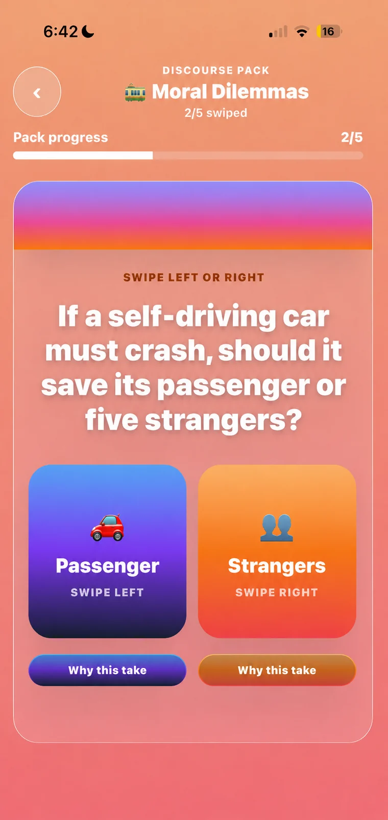 Moral Dilemmas prompt screenshot